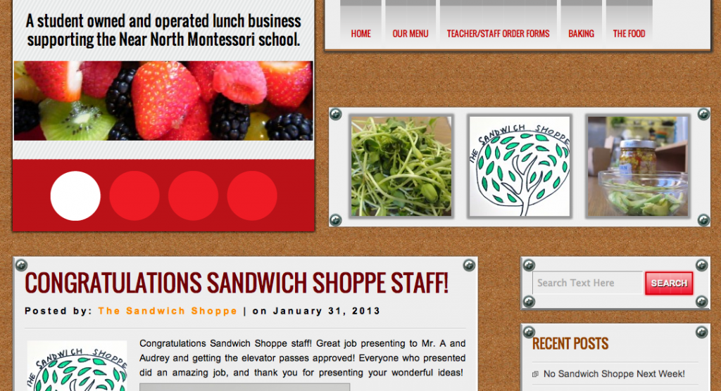 The Sandwich Shoppe Student-Managed Website